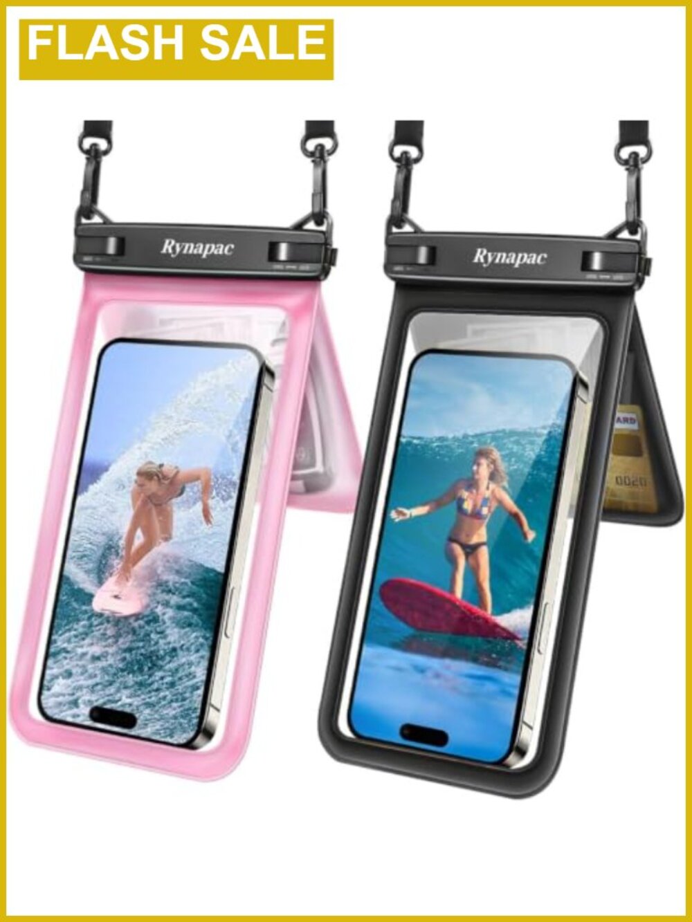IPX8 Waterproof Phone Pouch 2 Pack Double Space Detachable Lanyard 8.5''